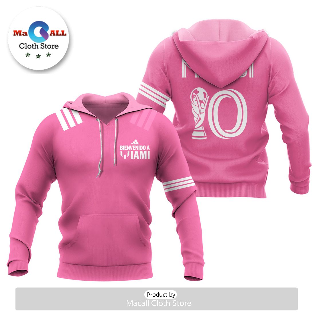 Men’s Inter Miami CF Custom Messi Pink Hoodie 3D