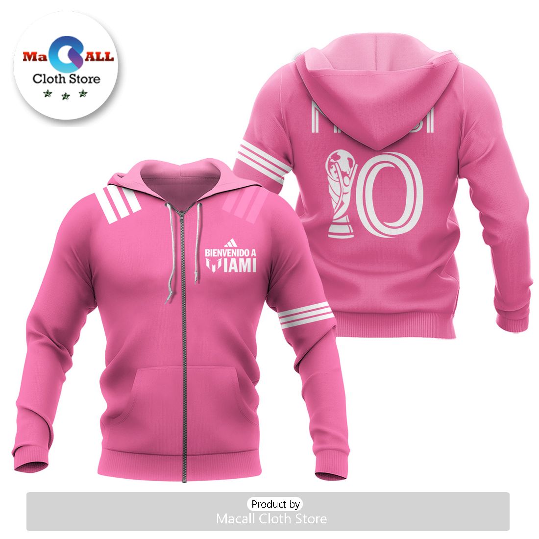 Men’s Inter Miami CF Custom Messi Pink Hoodie 3D