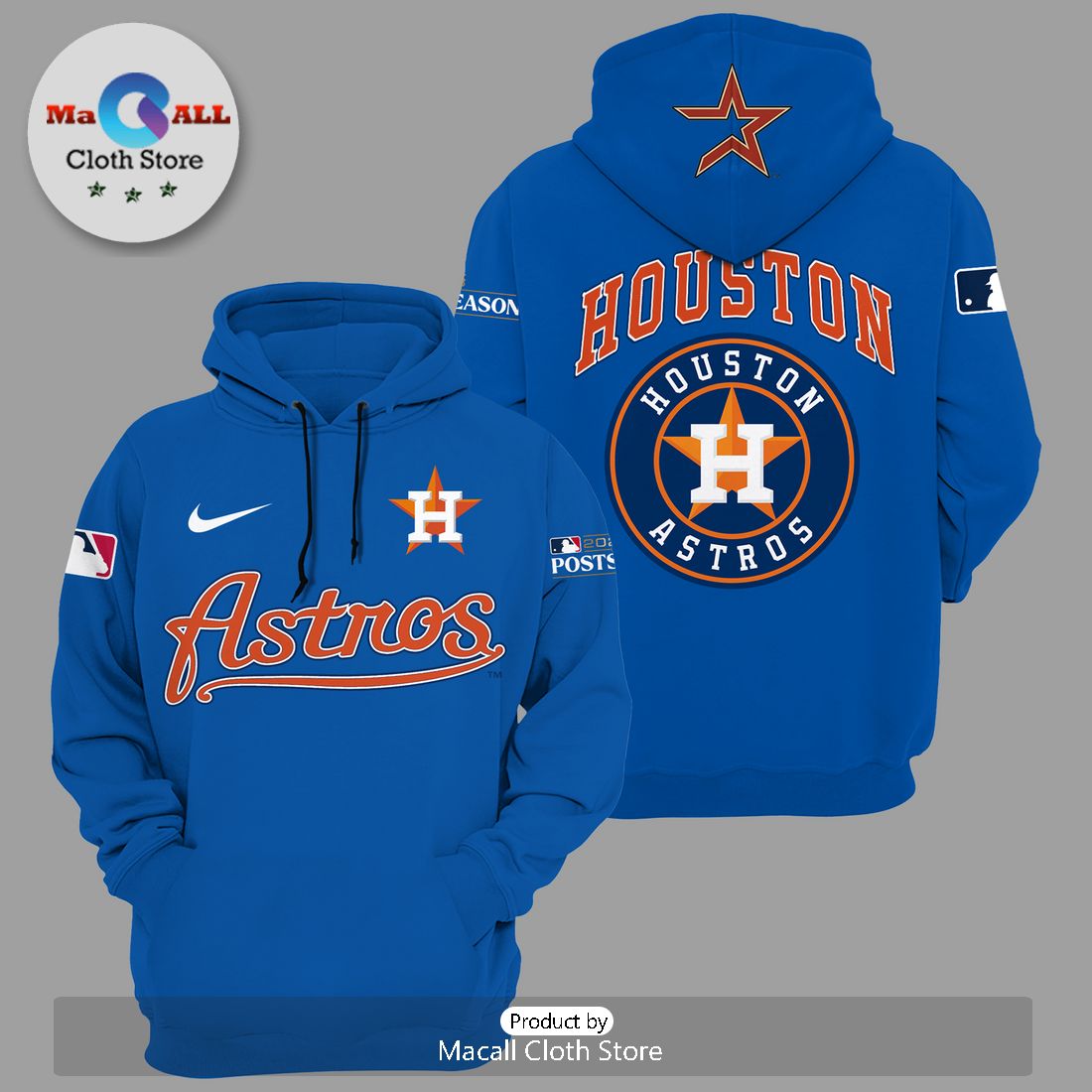 MLB Houston Astros 2024 Postseason Navy Hoodie 3D