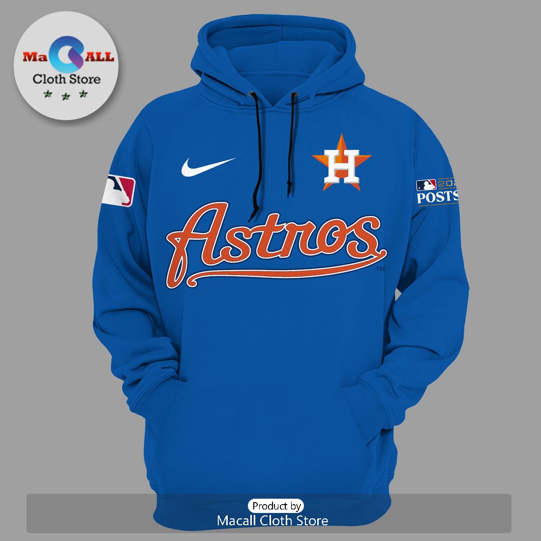 MLB Houston Astros 2024 Postseason Navy Hoodie 3D