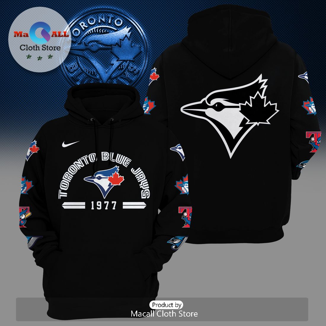MLB Toronto Blue Jays Baseball Team Black Hoodie 3D MLB Toronto Blue Jays Baseball Team Black Hoodie 3D