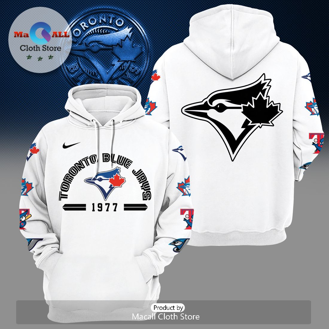 MLB Toronto Blue Jays Baseball Team White Hoodie 3D MLB Toronto Blue Jays Baseball Team White Hoodie 3D