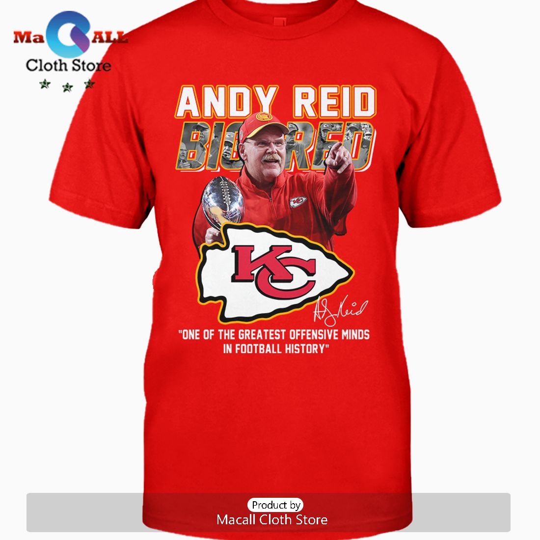 Andy Reid One Of The Greatest Offensive Minds Signatures Crew Neck T-Shirt