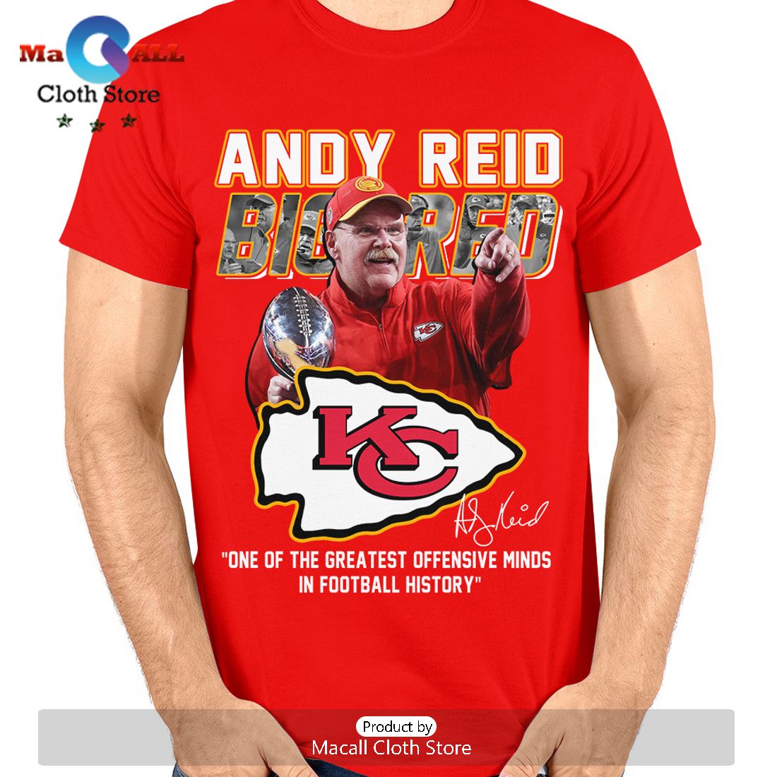 Andy Reid One Of The Greatest Offensive Minds Signatures Crew Neck T-Shirt