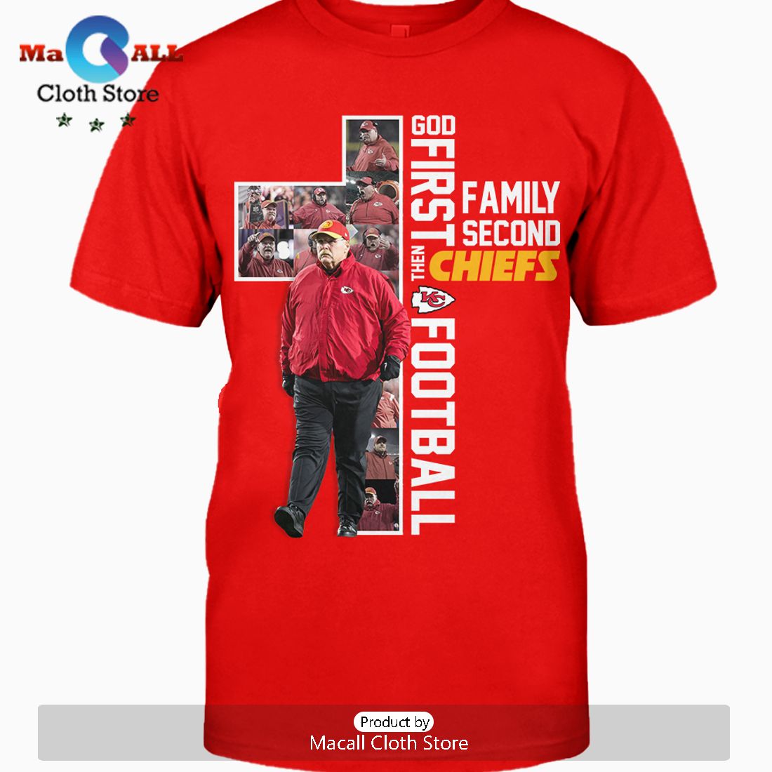 God First Classic Family Second Then Chiefs Football Crew Neck T-Shirt