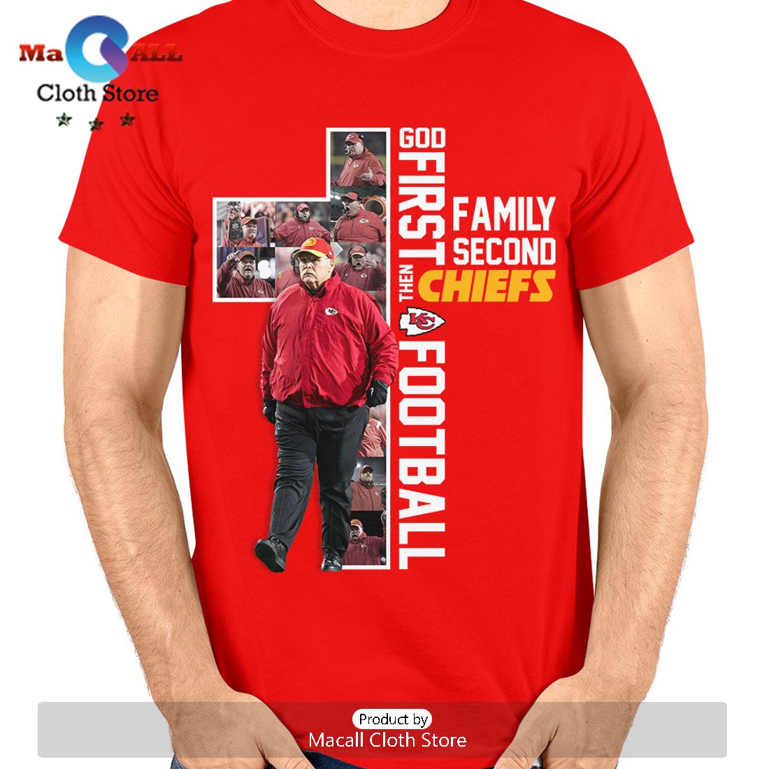God First Classic Family Second Then Chiefs Football Crew Neck T-Shirt
