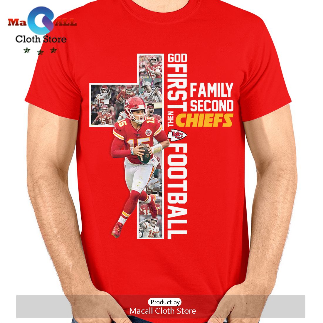 God First Premium Family Second Then Chiefs Football Crew Neck T-Shirt