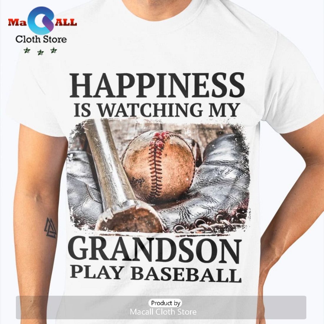 Happiness Is Watching My Grandson Crew Neck T-Shirt