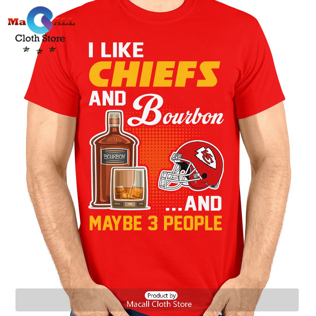 I Like Chiefs And Bourbon And Maybe 3 People Crew Neck T-Shirt