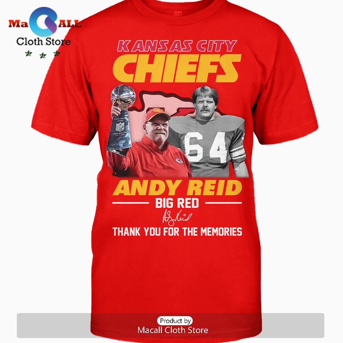 Kansas City Chiefs Andy Reid Big Red Thank You For The Memories Crew Neck T-Shirt