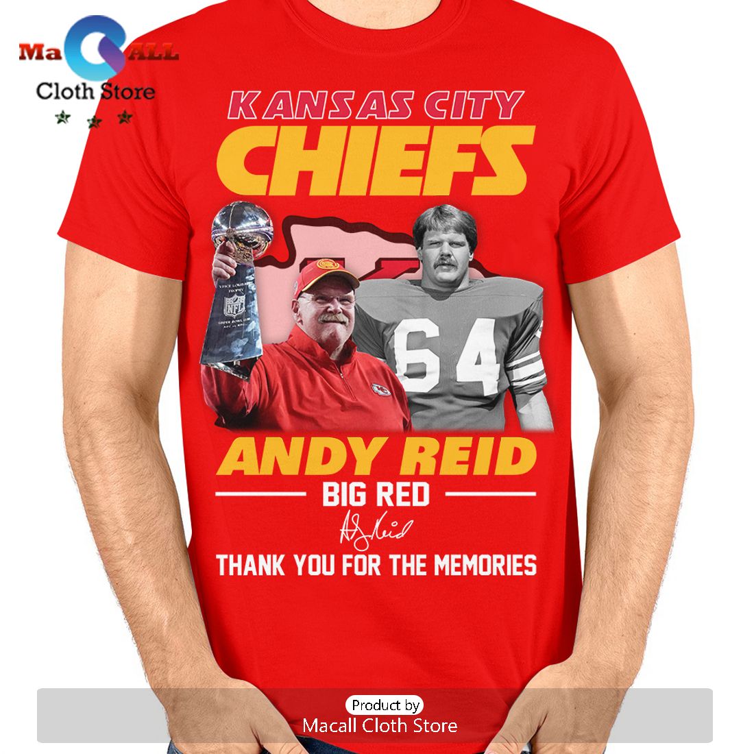 Kansas City Chiefs Andy Reid Big Red Thank You For The Memories Crew Neck T-Shirt