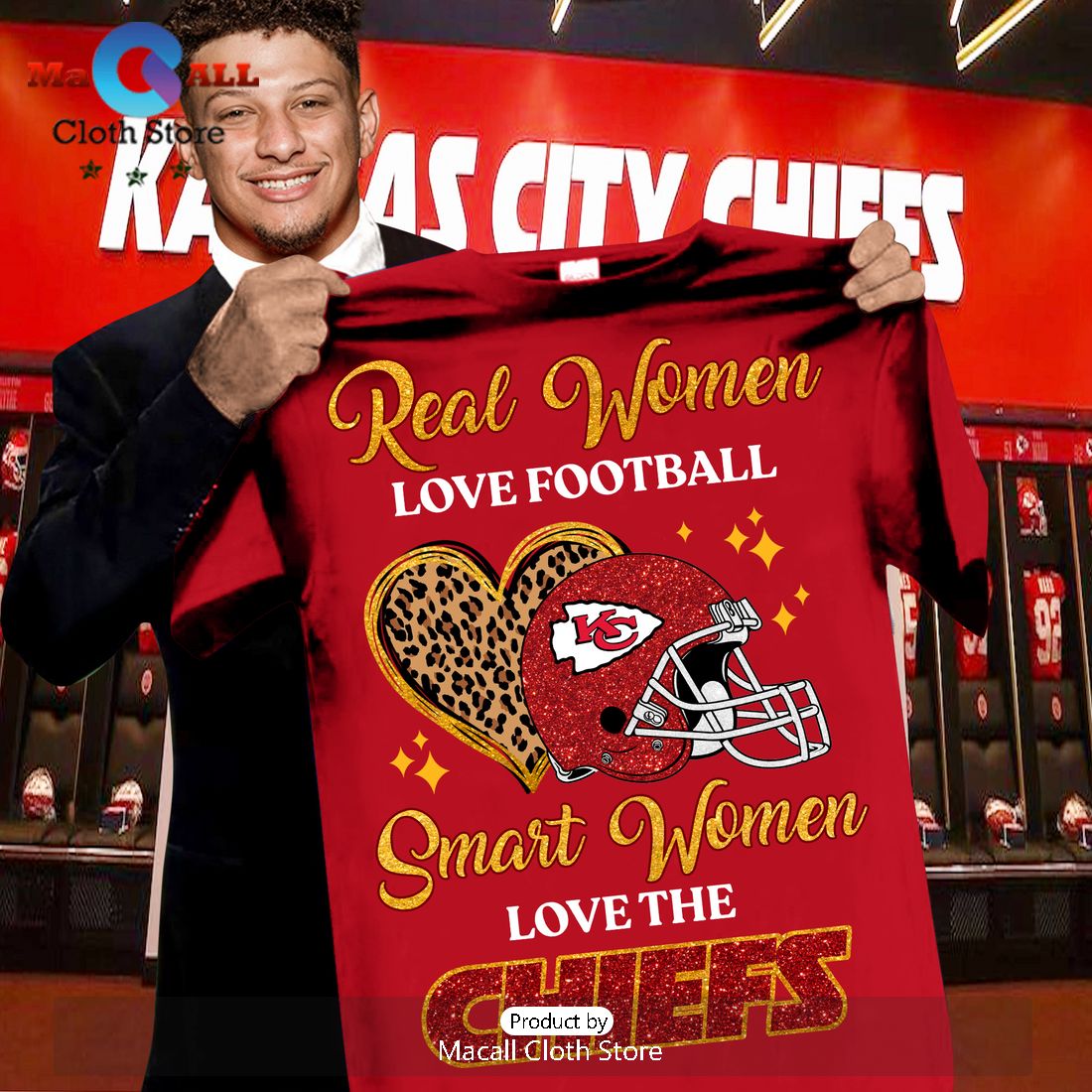 Real Women Love FootBall Smart Women Love Chiefs Football Crew Neck T-Shirt