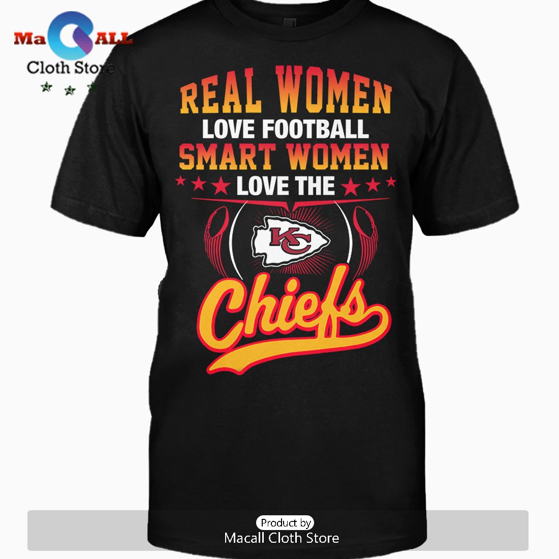 Real Women Love Football Smart Women Love The Chiefs Crew Neck T-Shirt