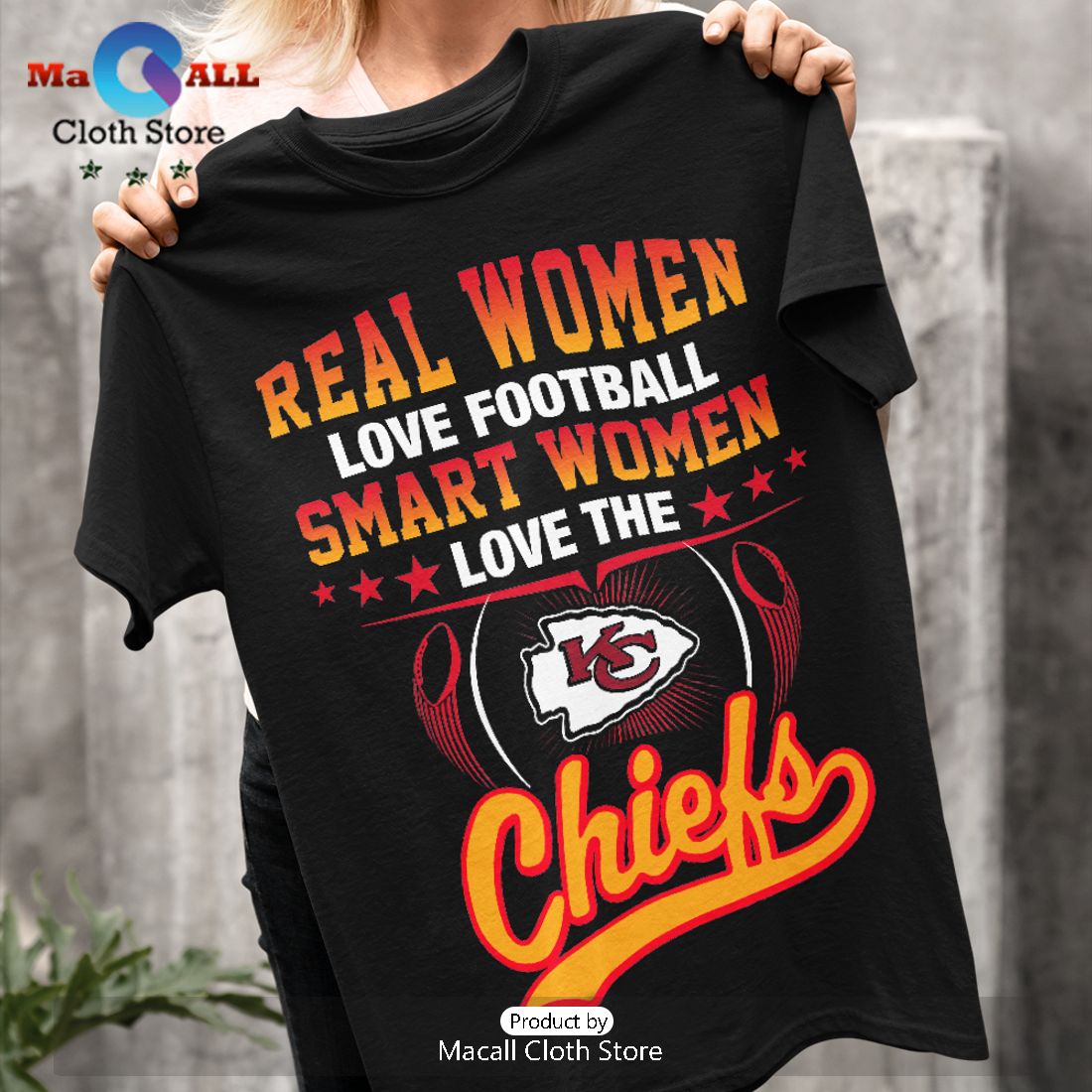 Real Women Love Football Smart Women Love The Chiefs Crew Neck T-Shirt