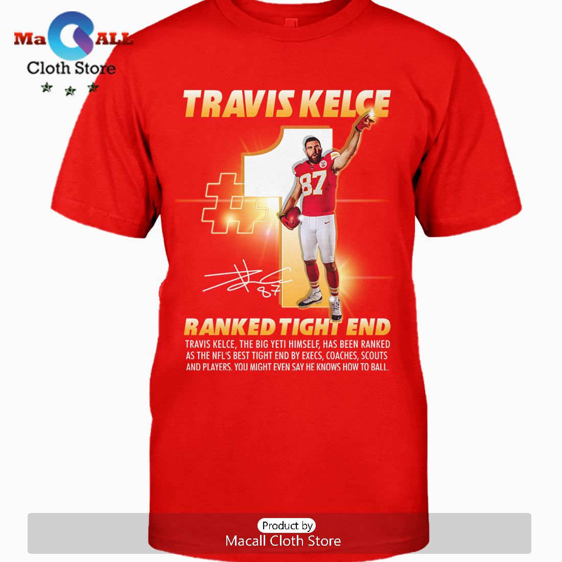 Travis Kelce Ranked Tight End Signatures Crew Neck T-Shirt