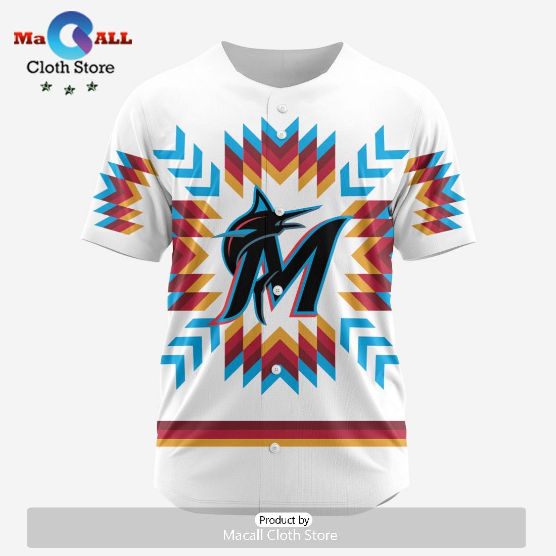 MLB Miami Marlins Special Native Design Baseball Jersey