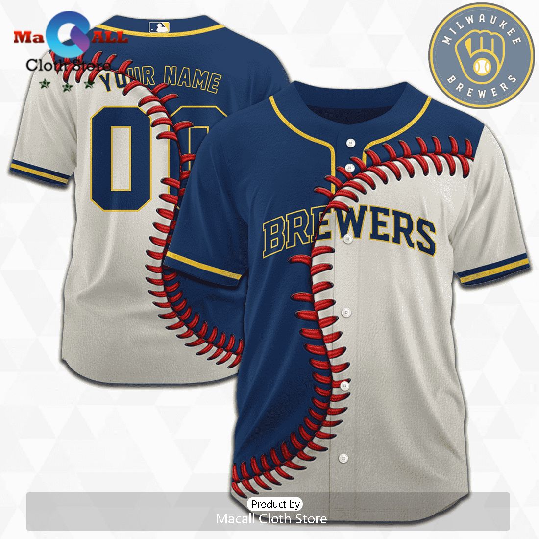 MLB Milwaukee Brewers Personalized Mix Baseball Jersey