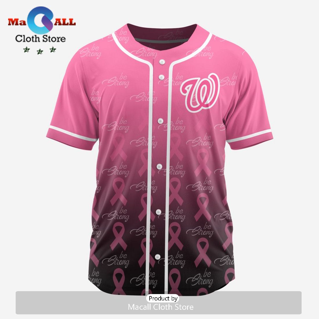 MLB Washington Nationals Pink Design Fight Breast Cancer Baseball Jersey