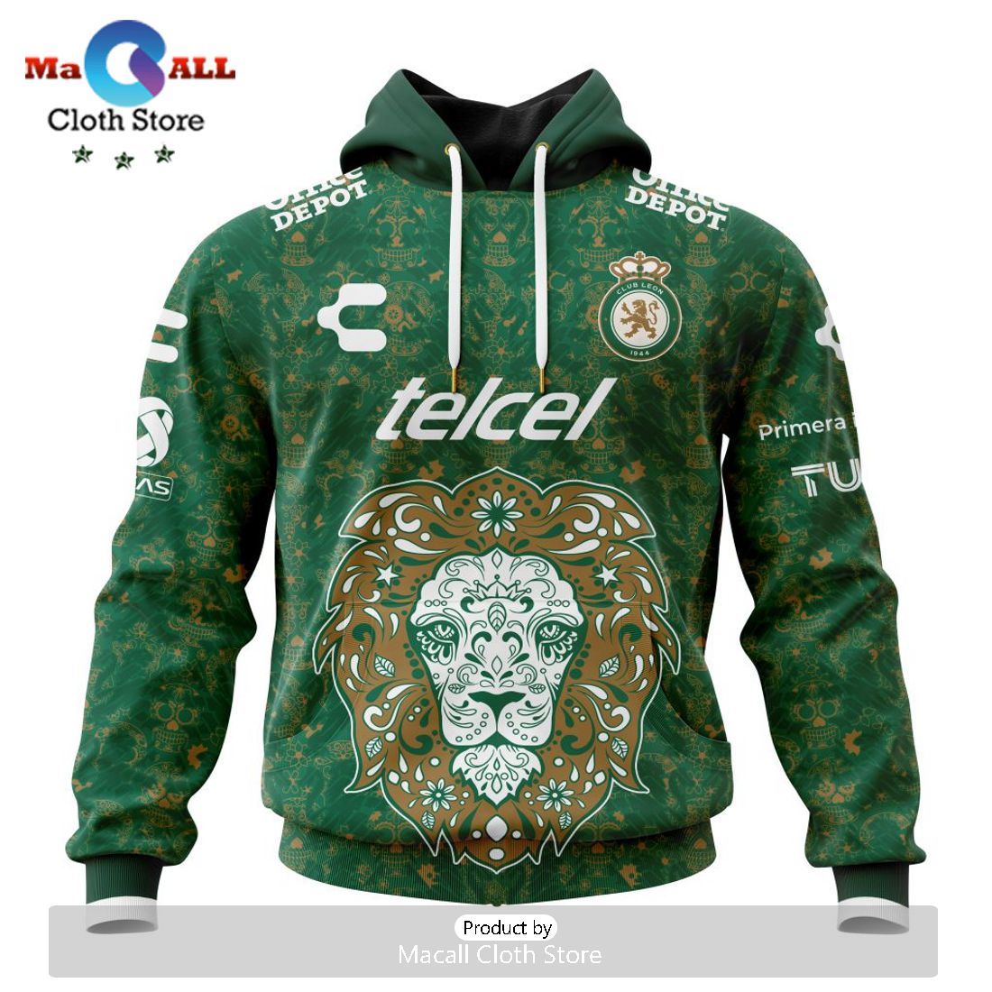 LIGA MX Club Leon Special Home Dia De Muertos Hoodie LIGA MX Club Leon Special Home Dia De Muertos Hoodie