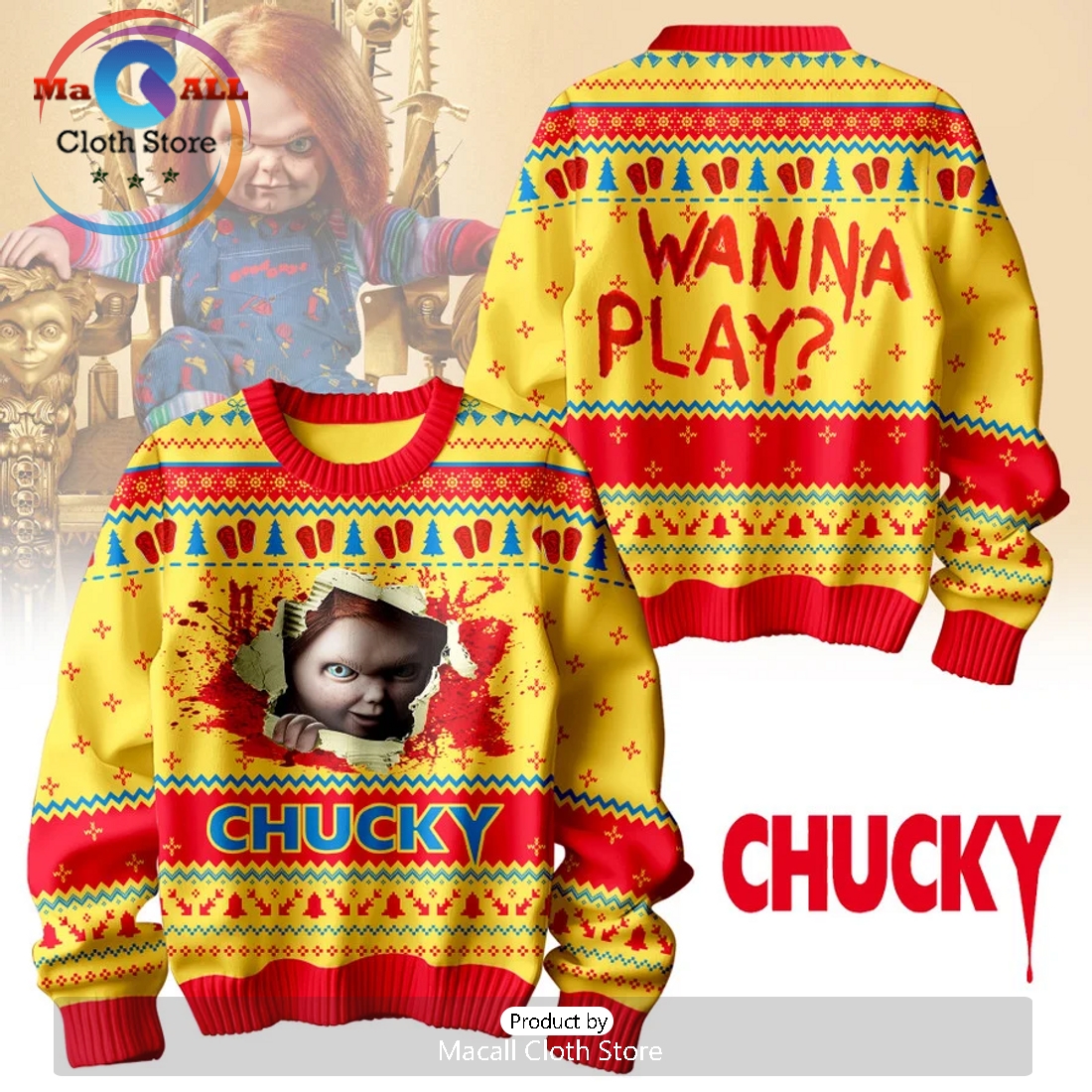 Chucky Wanna Play 2024 Christmas Sweater