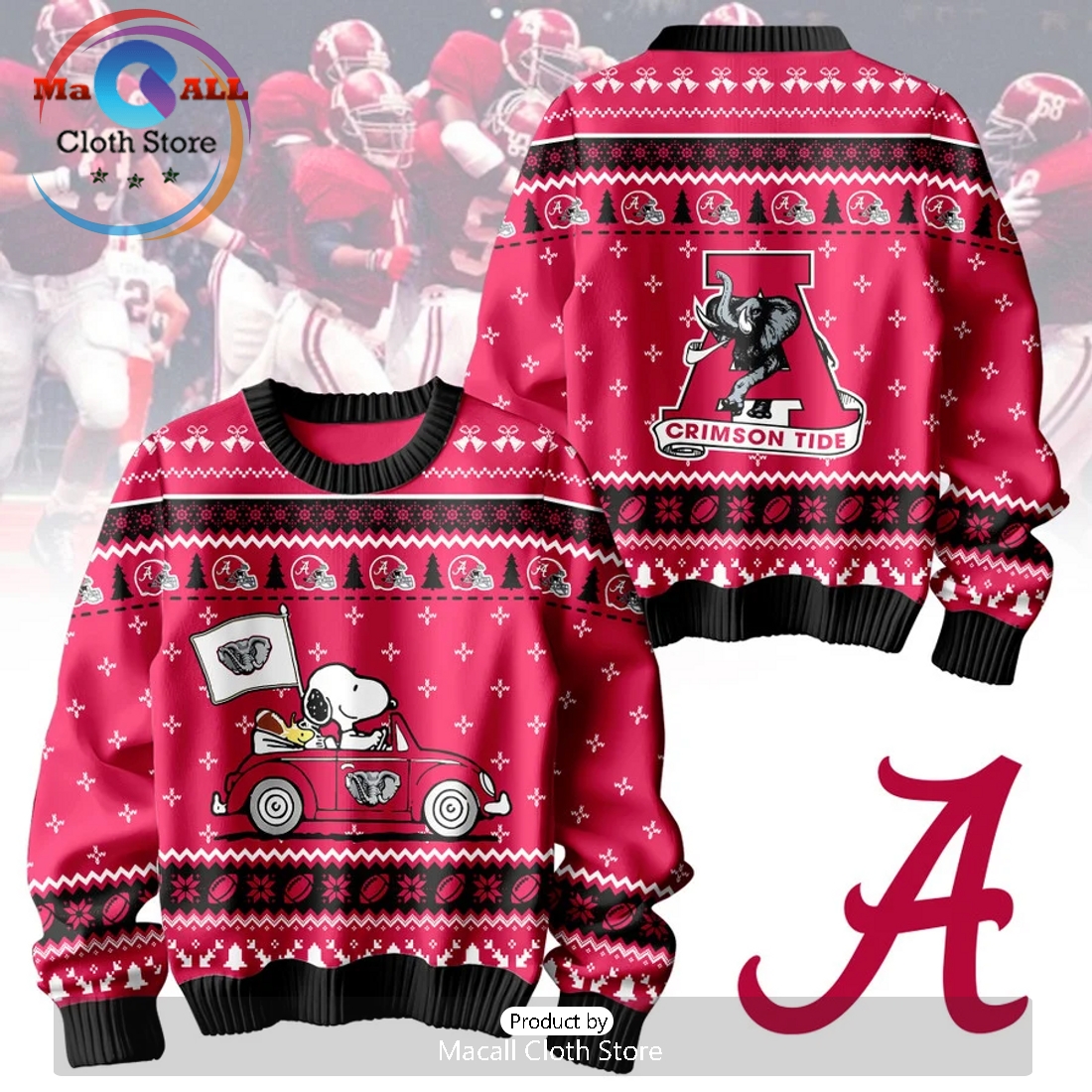 Crimson Tide x Snoopy 2024 Christmas Sweater