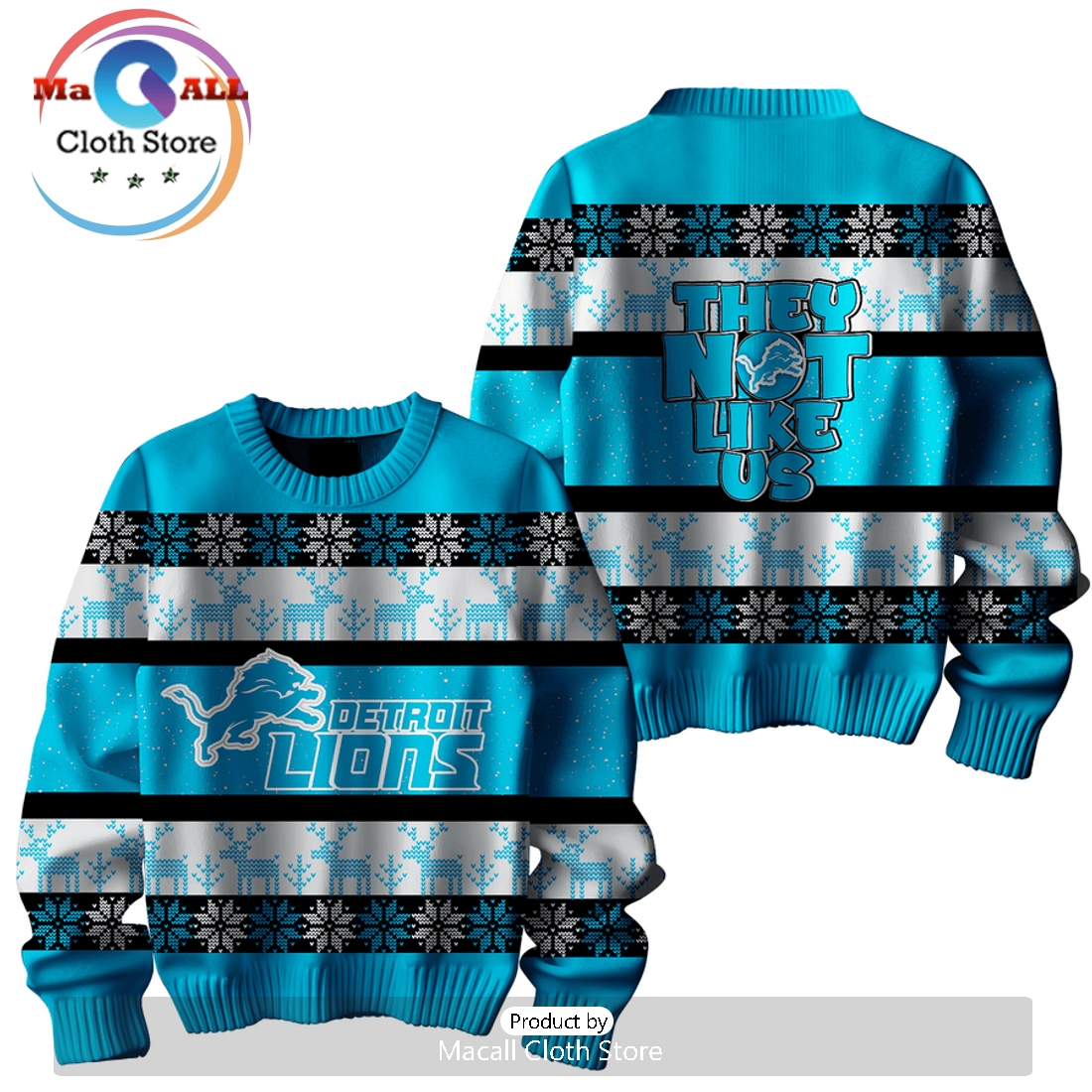 Detroit Lions They Not Like Us Christmas Sweater