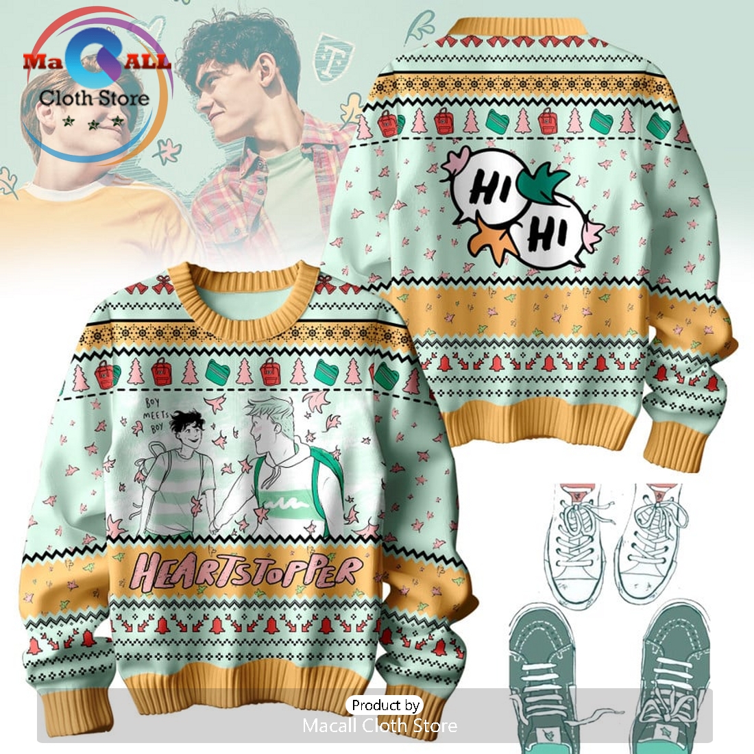 Heartstopper Hi Hi 2024 Christmas Sweater Heartstopper Hi Hi 2024 Christmas Sweater