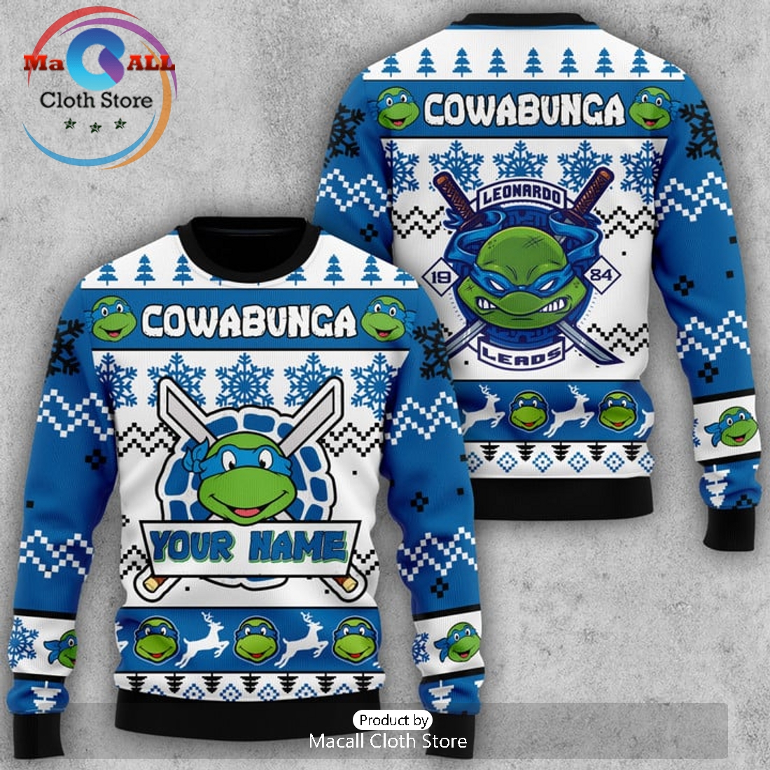 Turtles Raphael Cowabunga Blue Christmas Sweater