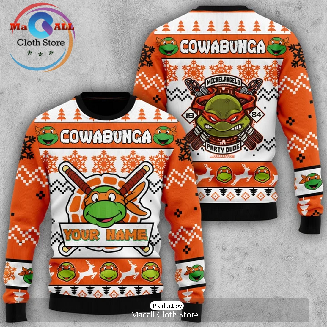 Turtles Raphael Cowabunga Orange Christmas Sweater