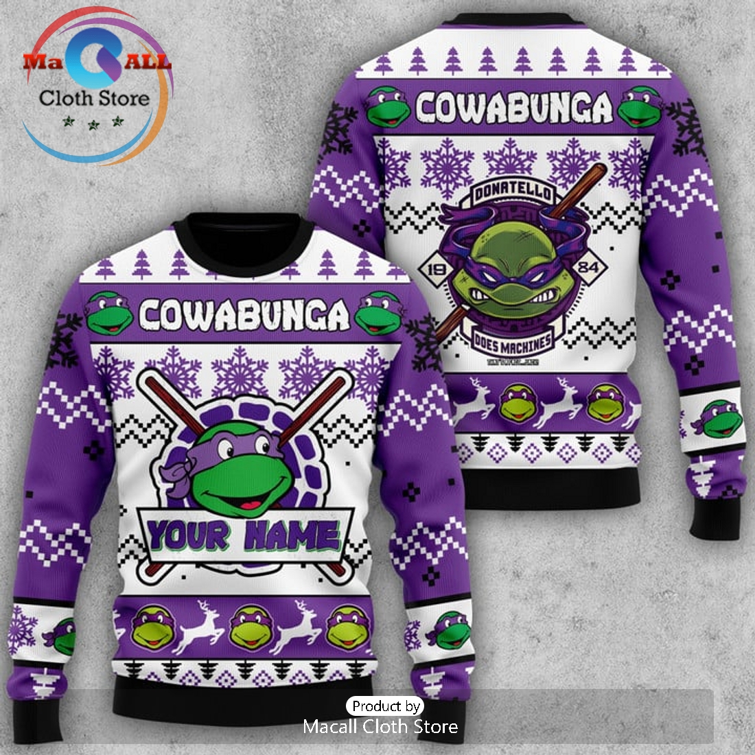 Turtles Raphael Cowabunga Purple Christmas Sweater