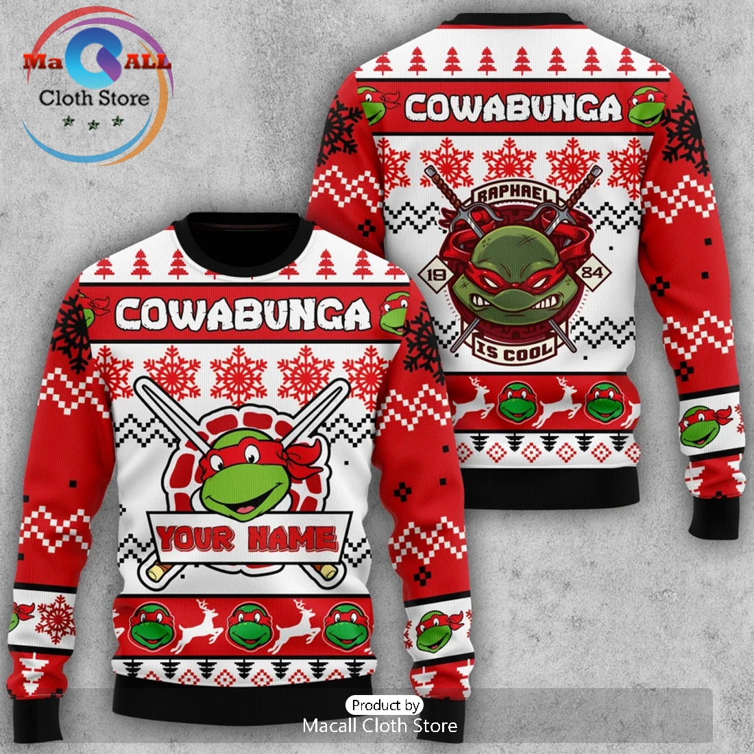 Turtles Raphael Cowabunga Red Christmas Sweater