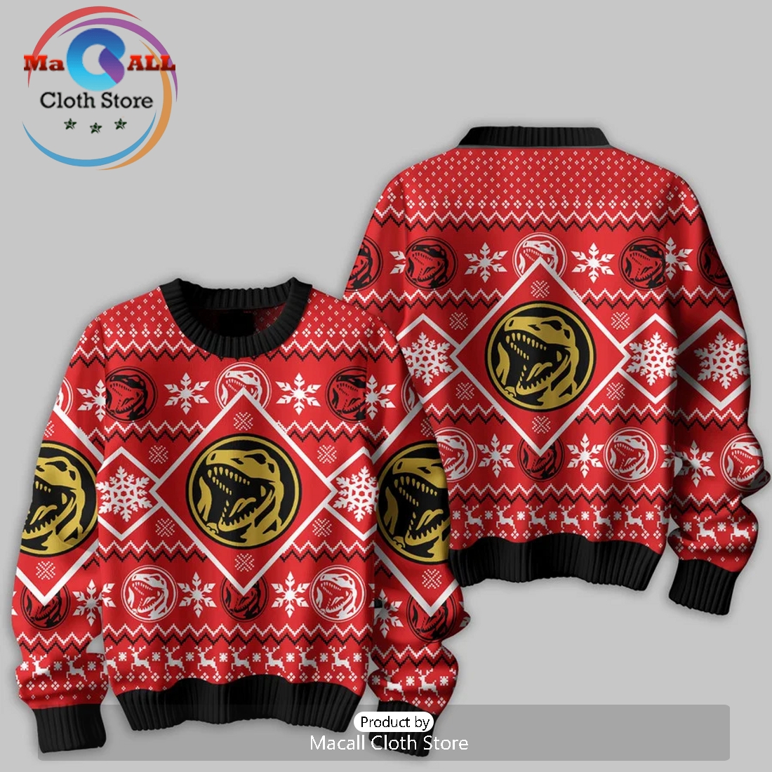 Tyrannosaurus Rex 2024 Christmas Red Sweater