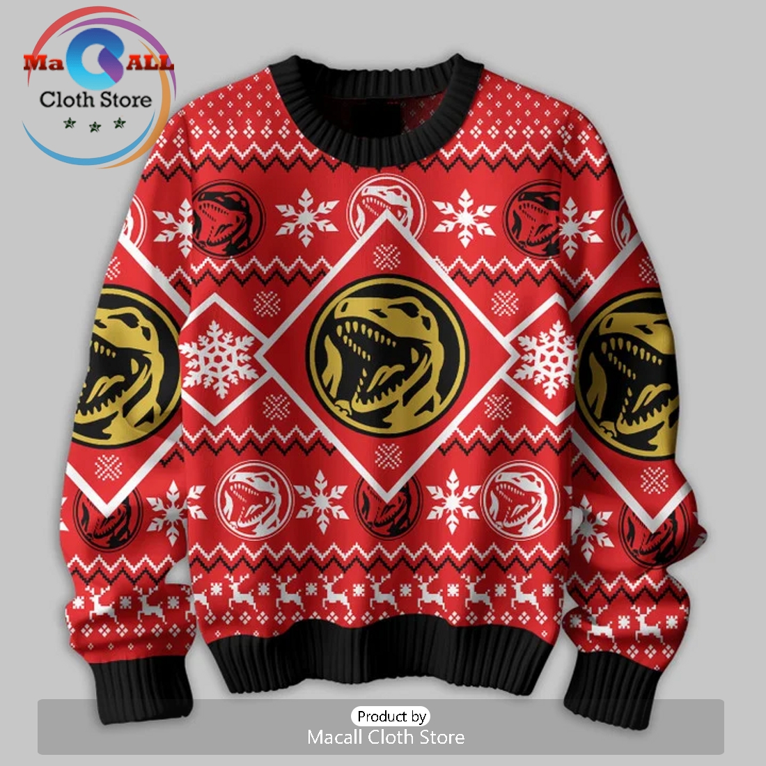 Tyrannosaurus Rex 2024 Christmas Red Sweater