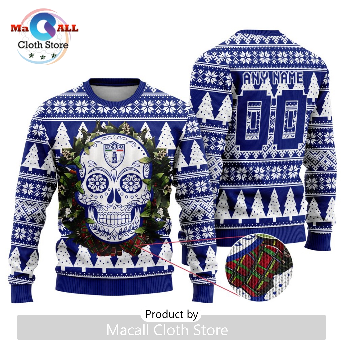 LIGA MX C.F. Pachuca 2024 Sugar Skull Christmas Sweater