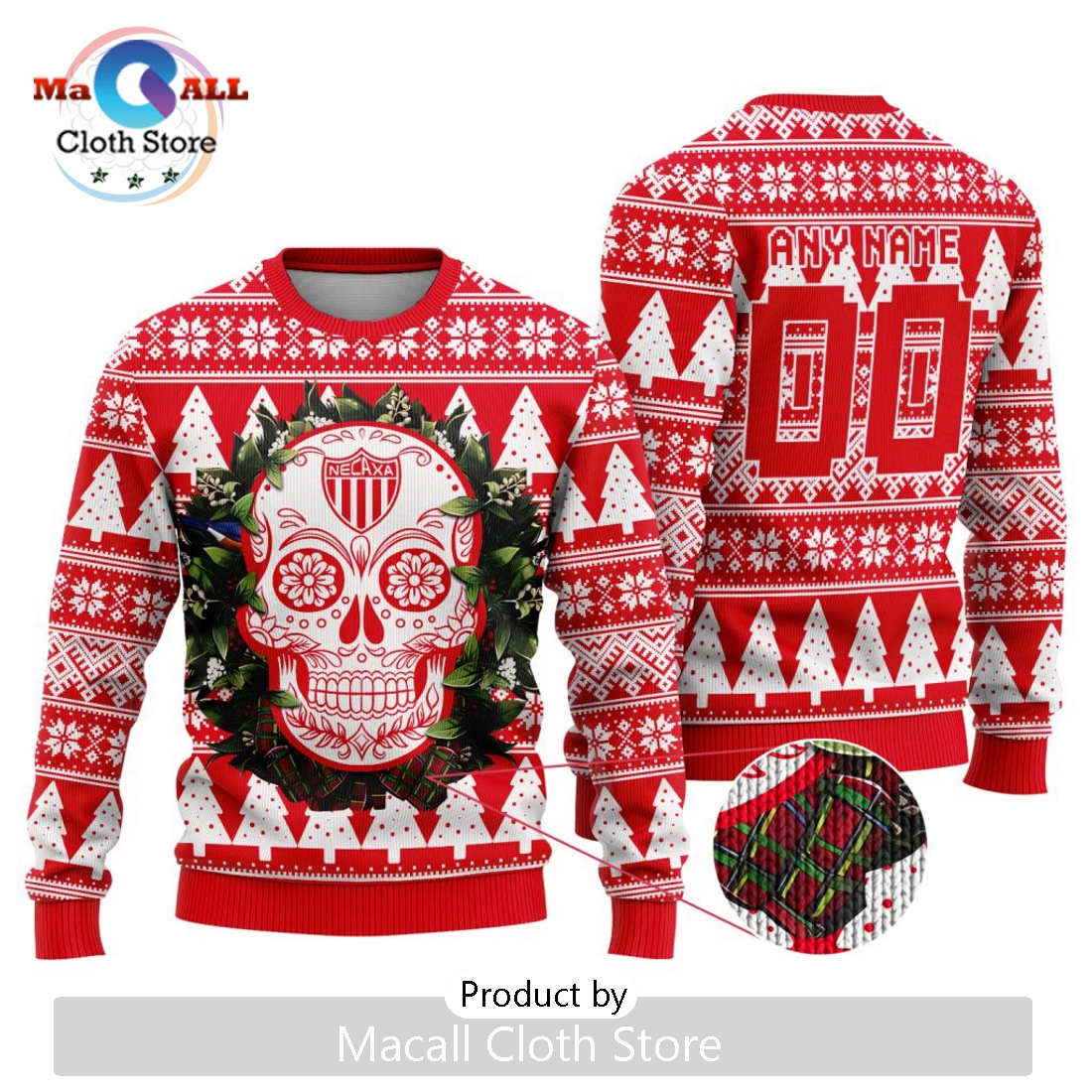 LIGA MX Club Necaxa 2024 Sugar Skull Christmas Sweater