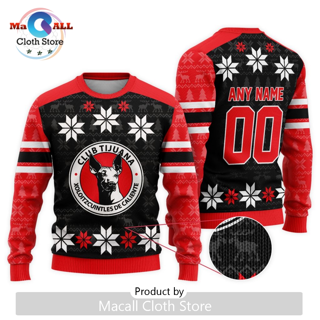 LIGA MX Club Tijuana 2024 Christmas Ugly Sweater