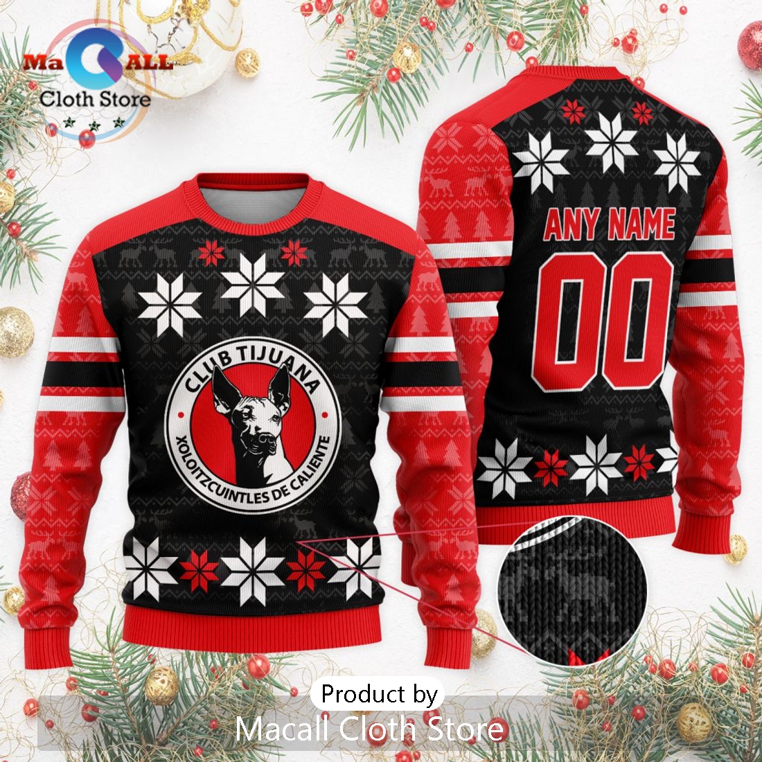 LIGA MX Club Tijuana 2024 Christmas Ugly Sweater
