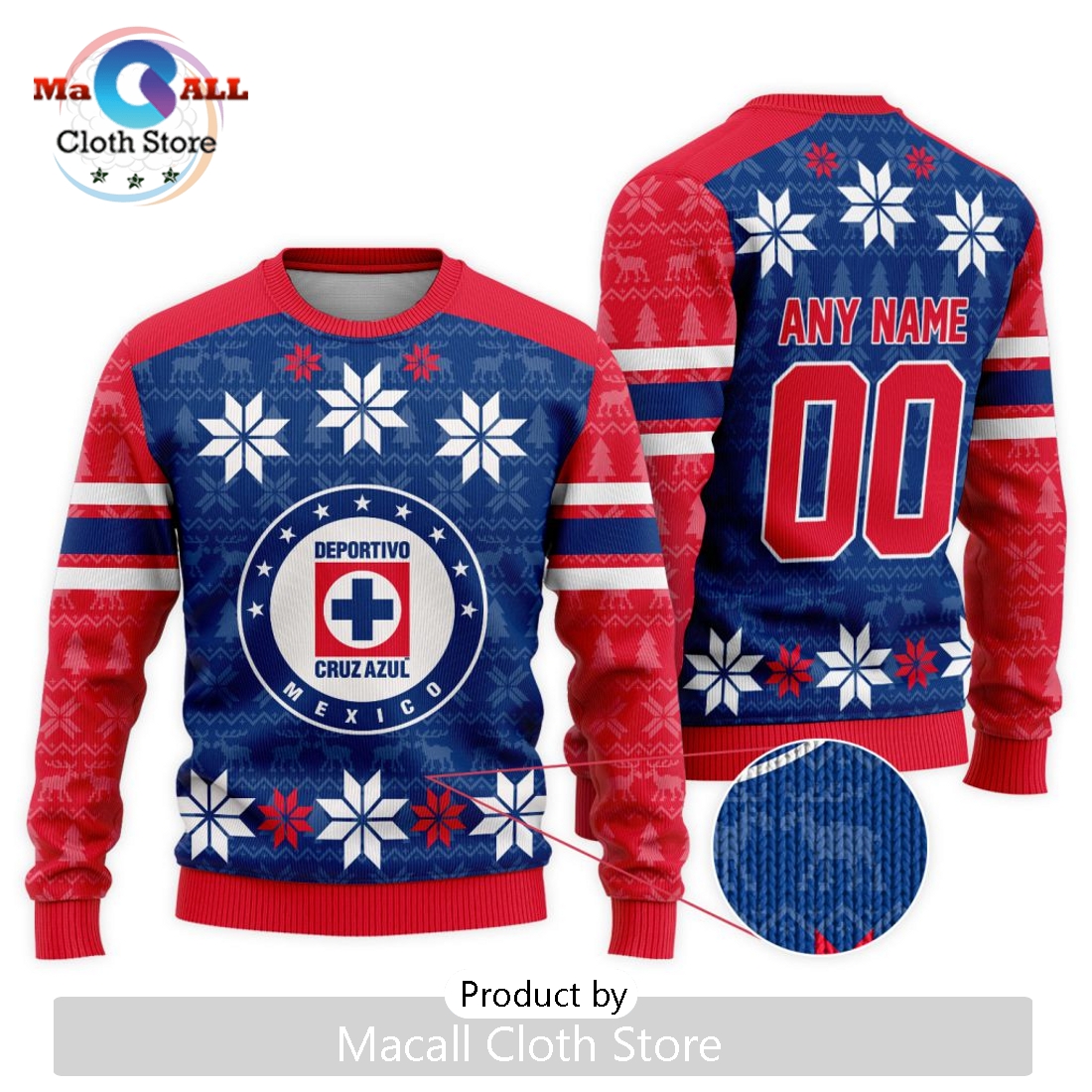 LIGA MX Cruz Azul 2024 Christmas Ugly Sweater