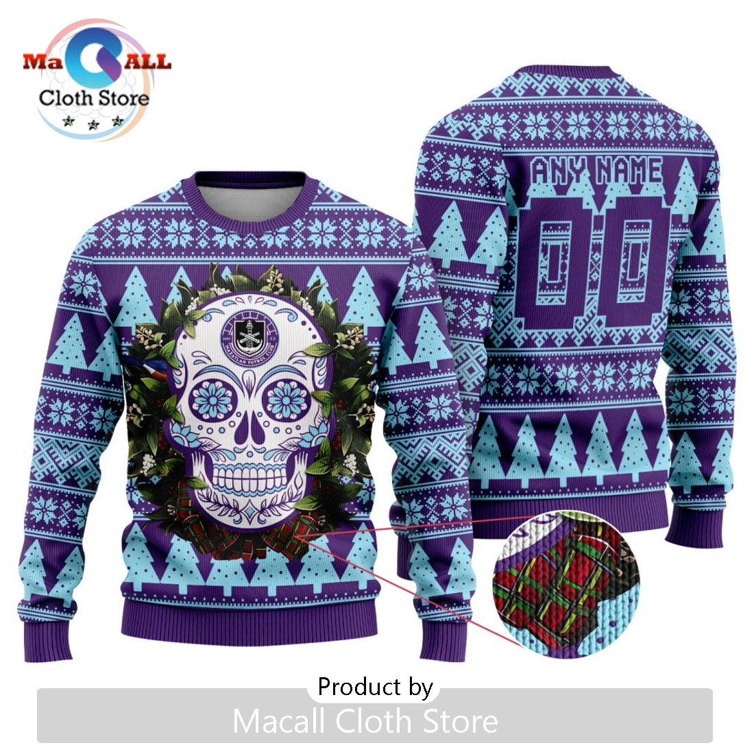 LIGA MX Mazatlan F.C 2024 Sugar Skull Christmas Sweater