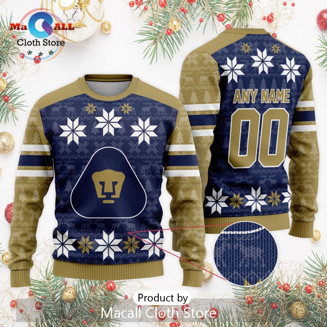 LIGA MX Pumas UNAM 2024 Christmas Ugly Sweater