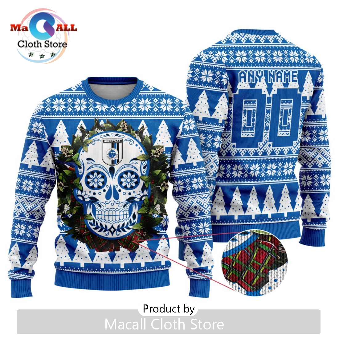 LIGA MX Queretaro F.C 2024 Sugar Skull Christmas Sweater