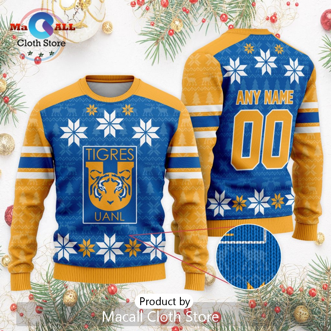 LIGA MX Tigres UANL 2024 Christmas Ugly Sweater