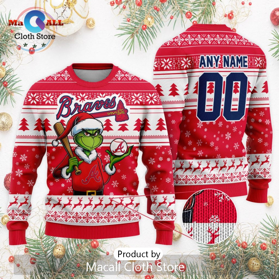 MLB Atlanta Braves Grinch Christmas Sweater