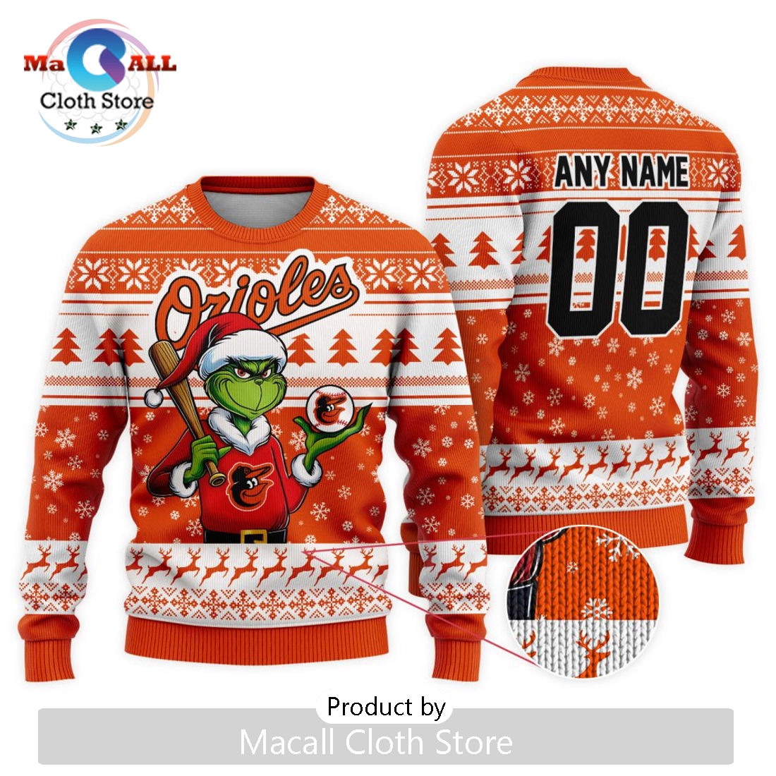 MLB Baltimore Orioles Grinch Christmas Sweater