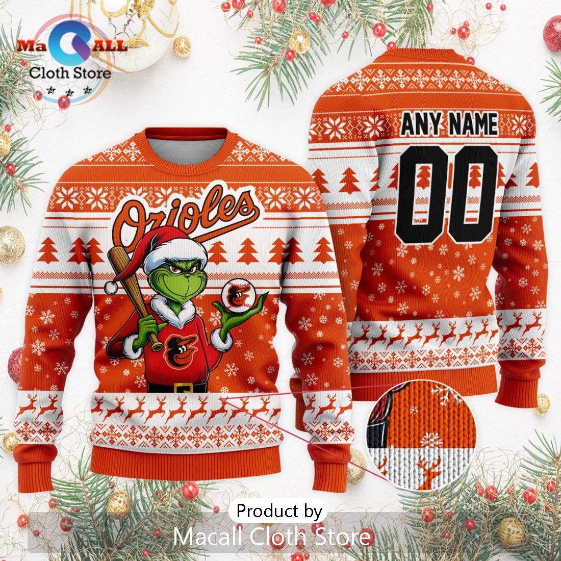 MLB Baltimore Orioles Grinch Christmas Sweater