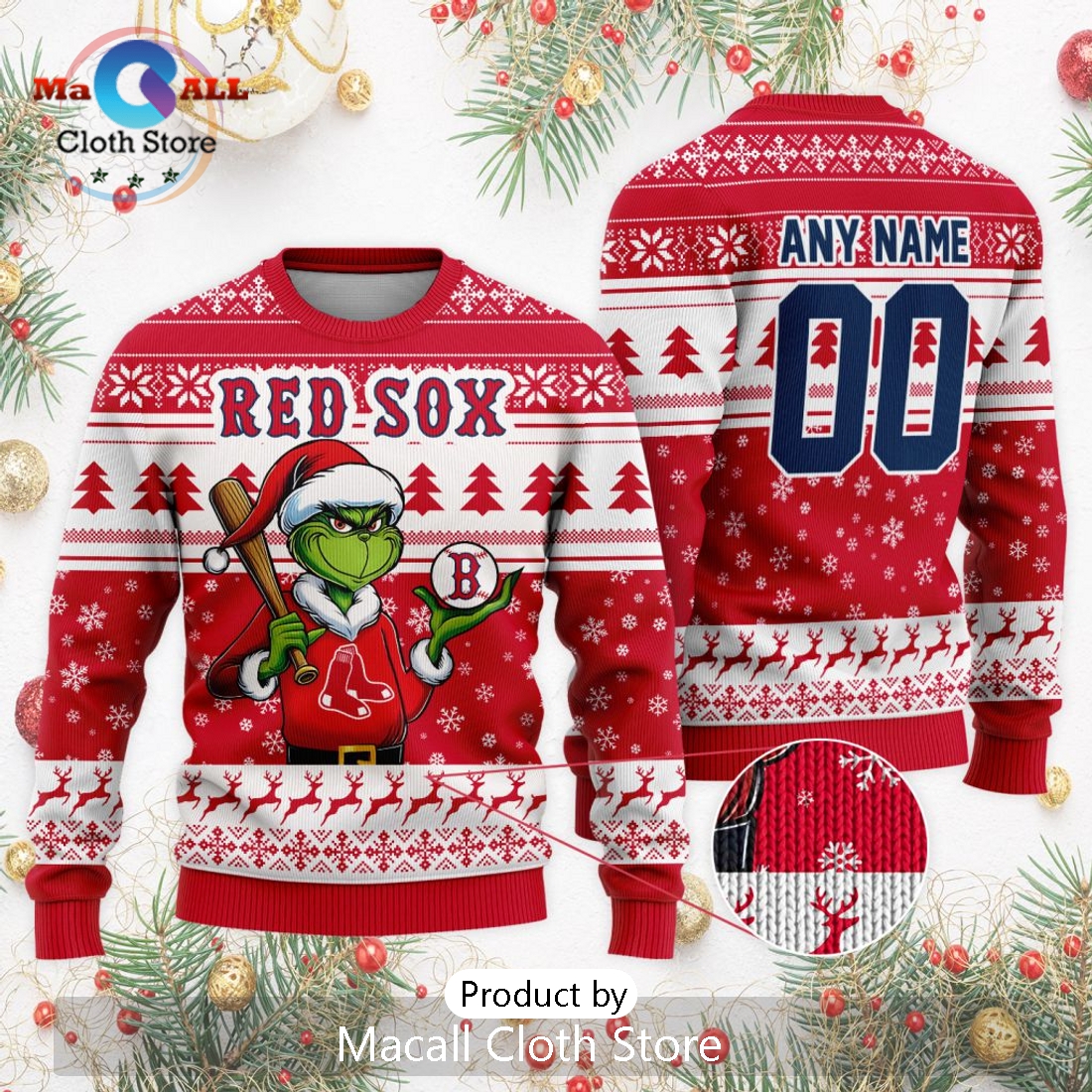 MLB Boston Red Sox Grinch Christmas Sweater
