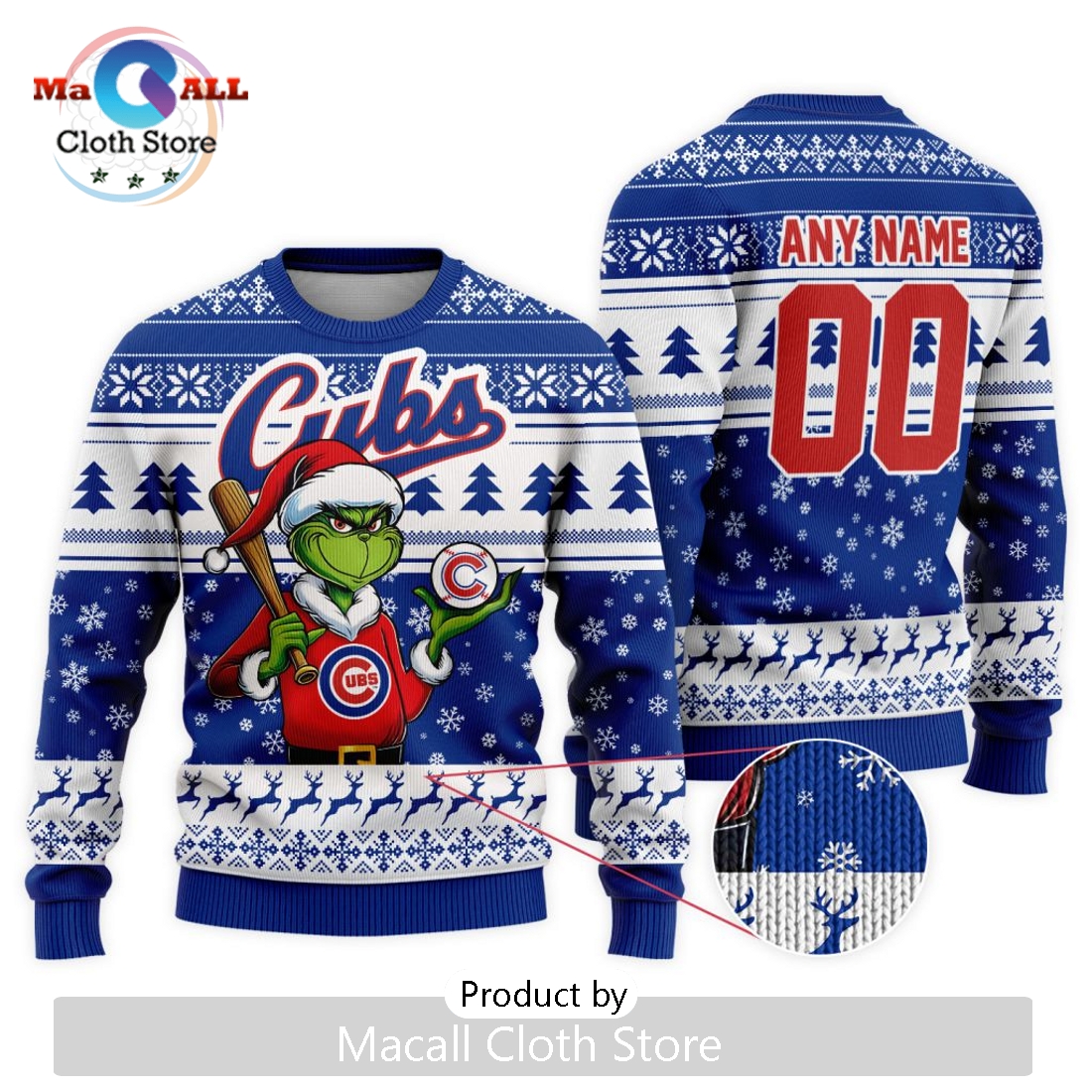 MLB Chicago Cubs Grinch Christmas Sweater