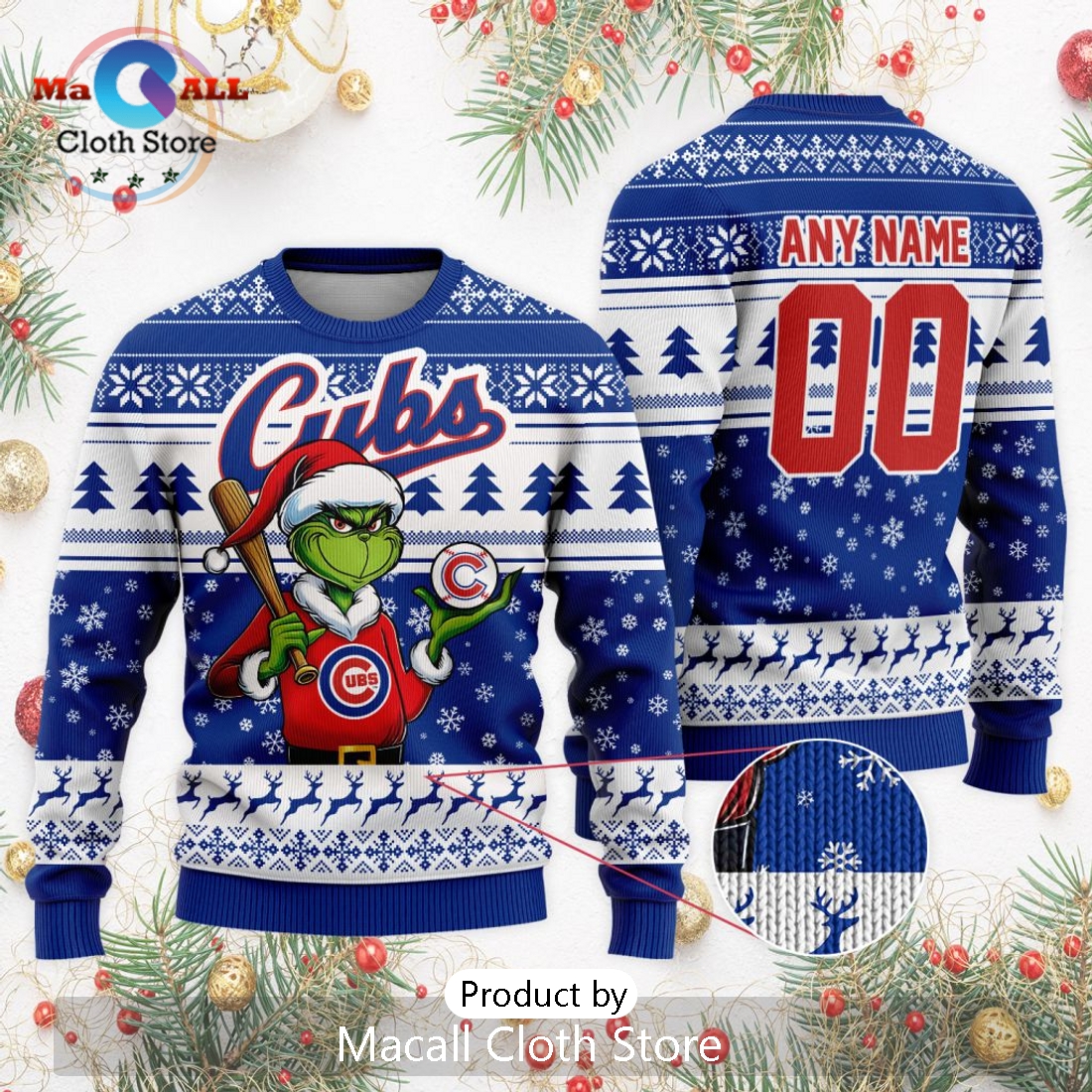 MLB Chicago Cubs Grinch Christmas Sweater