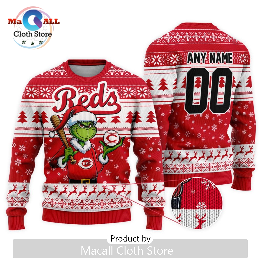 MLB Cincinnati Reds Grinch Christmas Sweater