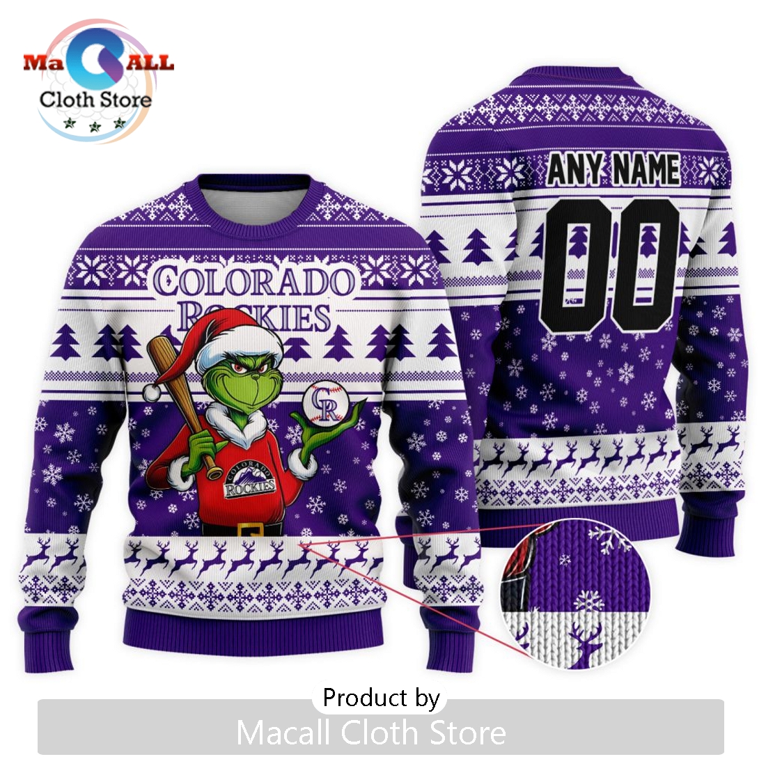 MLB Colorado Rockies Grinch Christmas Sweater
